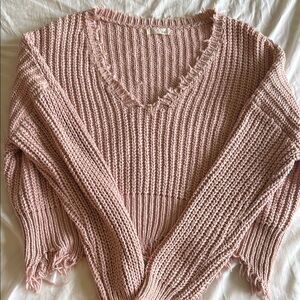 Elan Dusty Pink V-Neck Sweater small